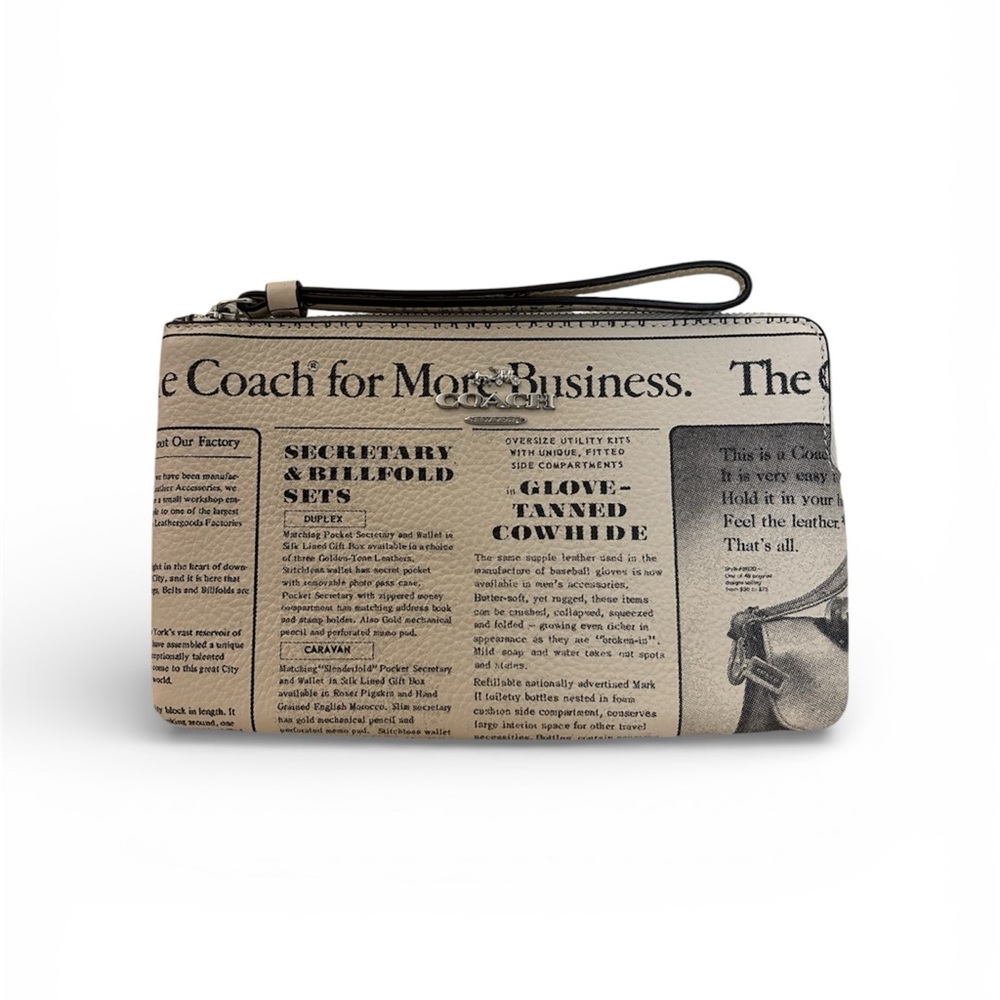 Coach Black and White Newspaper Print Wristlet NWT and includes Dust Bag - Picture 2 of 3